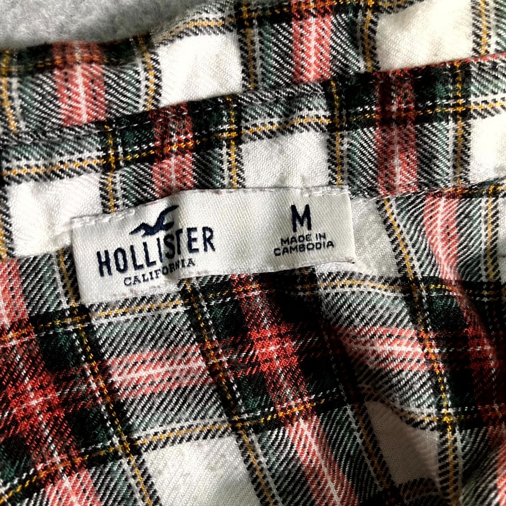 Hollister Flannel Shirt Womens Medium Multicolor Plaid Collared Button Up Casual - Picture 4 of 5
